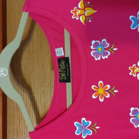 Bob Mackie embroidered Floral short sleeve cotton dress - Picture 5 of 5